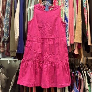 J Crew pink tiered dress dress with pockets zipper lined size 2